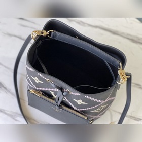 LV Модель： M46023 Черная сумка-бакет из мягкой кожи с принтом, т