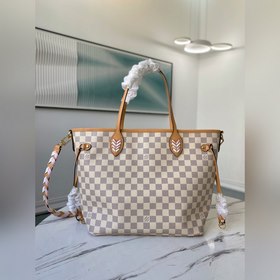 LV Артикул： N50047 Белая сумка для покупок Neverfull Классическа