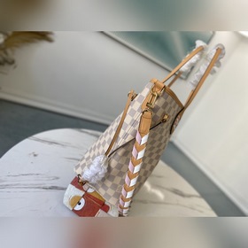 LV Артикул： N50047 Белая сумка для покупок Neverfull Классическа