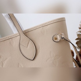 LV модель M45685 Полностью кожаная сумка Neverfull среднего разм