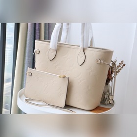 LV модель M45685 Полностью кожаная сумка Neverfull среднего разм