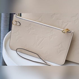 LV модель M45685 Полностью кожаная сумка Neverfull среднего разм