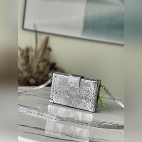 LV Артикул： M44199 Серебристая сумка-коробка с узором кожи питон