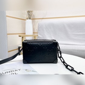 LV Артикул： 44480 Черная кожаная сумка из серии Boxes MINI SOFT 