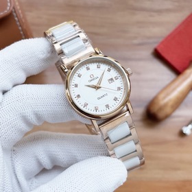 Omega： новейшие женские часы, оригинальный импортный кварцевый ме