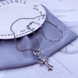 Chrome Hearts Крокс Хартс Крест с камнями, OT-застежка, цепочка, корейский стиль