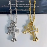 Chrome Hearts Chrome Hearts ожерелье с двумя крестами, инкрустированными бриллиа