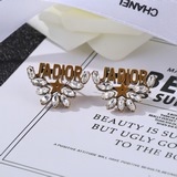 Dior Диор Серьги с буквами и стразами в форме коньячного глаза, из того же матер