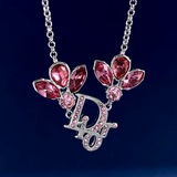 DIOR серебряное ожерелье с буквами и бриллиантами в стиле винтаж, розовые капли,