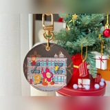 LV Рождественская коллекция Тема Круглый брелок для ключей Сумка Illustre Xmas N