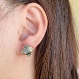V Gold-plated 5240230 VCA Four-leaf clover natural grey earbuds, market high-end