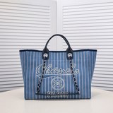 Chanel 2023 Новая модель пляжной сумки из денима для женщин, одноплечевая сумка 