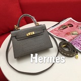 Hermes Kelly второго поколения с крокодиловым узором, обновленная версия mini ke