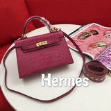 Hermes Kelly второго поколения с крокодиловым узором, обновленная версия mini ke