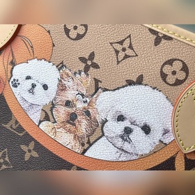 Артикул： M40995 NEVERFULL средняя сумка с шелкографией виде щенка