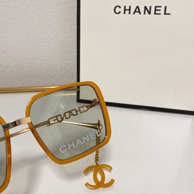 Chan* Большие серьги-цепочки с двойным C CH6266 Карамельный апе