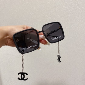 Chan* Большие серьги-цепочки с двойным C CH6266 Черный