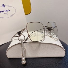 Очки Prada, прозрачная оправа, прозрачные стекла  Треугольный ди