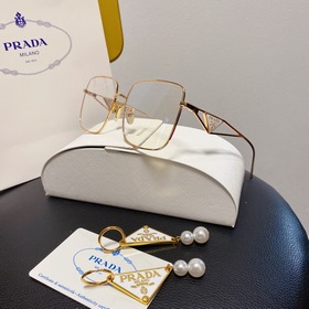 Очки Prada, прозрачная оправа, прозрачные стекла  Треугольный ди