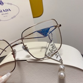 Очки Prada, прозрачная оправа, прозрачные стекла  Треугольный ди
