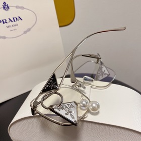 Очки Prada, прозрачная оправа, прозрачные стекла  Треугольный ди
