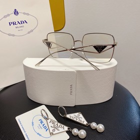 Очки Prada, прозрачная оправа, прозрачные стекла  Треугольный ди