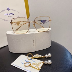 Очки Prada, прозрачная оправа, прозрачные стекла  Треугольный ди