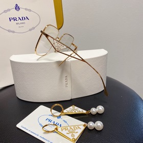 Очки Prada, прозрачная оправа, прозрачные стекла  Треугольный ди