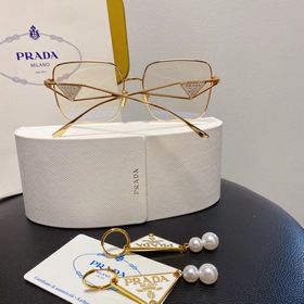 Очки Prada, прозрачная оправа, прозрачные стекла  Треугольный ди