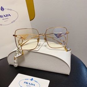 Очки Prada, прозрачная оправа, прозрачные стекла  Треугольный ди
